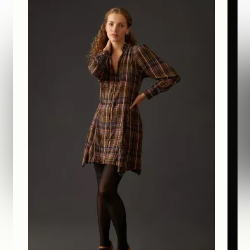 Anthropologie Plaid Mini Shirt Dress